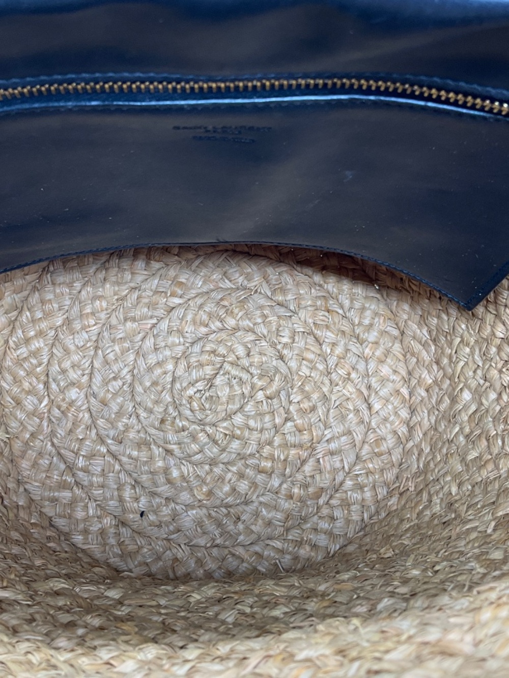 SAINT LAURENT NATURAL / BLACK PANIER BASKET SHOPPER RAFFIA SMALL TOTE BUCKET BAG - Picture 6 of 14
